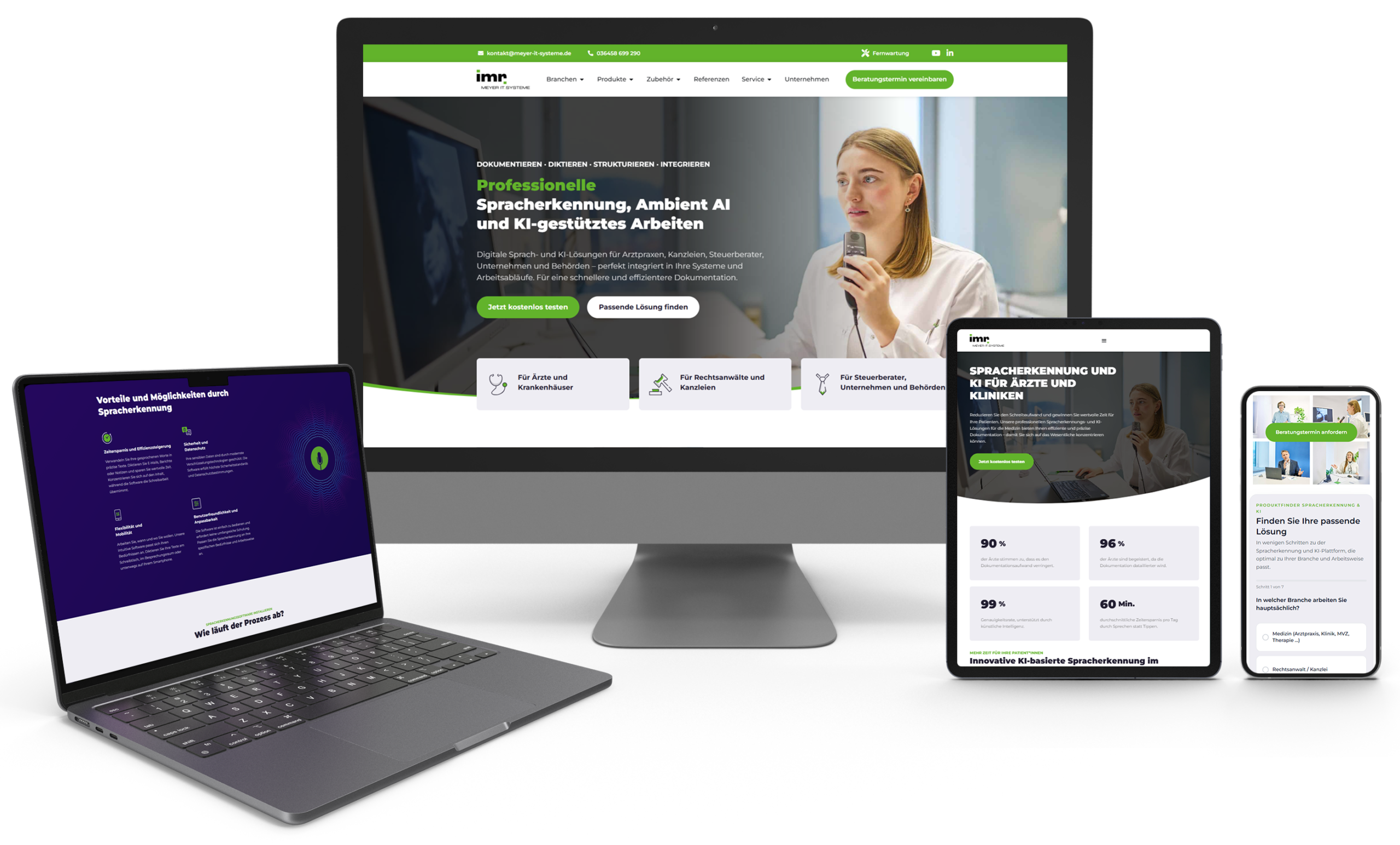 Responsive Website von MEYER IT-SYSTEME für professionelle Spracherkennung, Ambient AI und KI-gestütztes Arbeiten