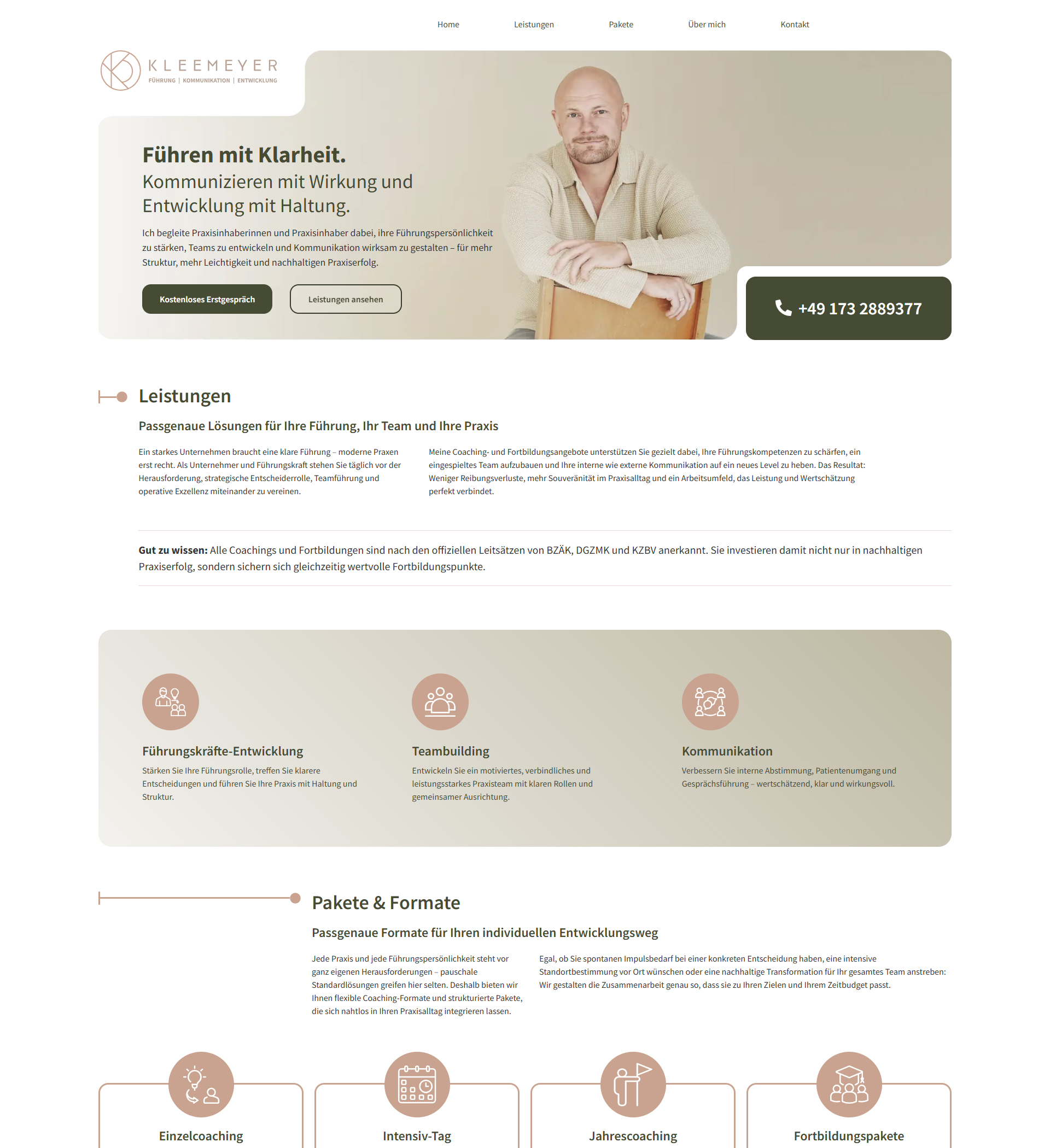 Website von Oliver Kleemeyer mit Angeboten zu Führungskräfte-Entwicklung, Teambuilding, Kommunikation und individuellen Coaching-Formaten.